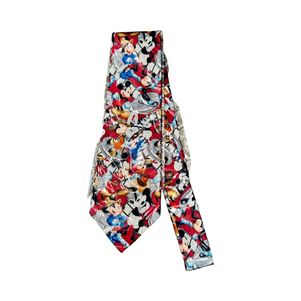 Disney Mickey Mouse Silk Tie Hong Kong Disneyland Movie Film Strip Red NWT‎